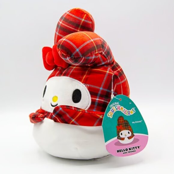7" My Melody in Red Plaid Holiday Ed Squishmallows / Jazzwares / KellyToy / BNWT - Picture 3 of 6